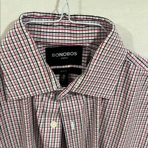 Bonobos Burgundy or maroon or garnet and black and white Plaid Button Down Shirt